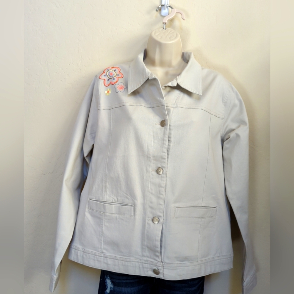 Vintage Junction West Boho Short Jacket Creme Woman Sz XL